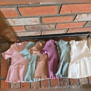 Ribbed Girl Peplum Shirts